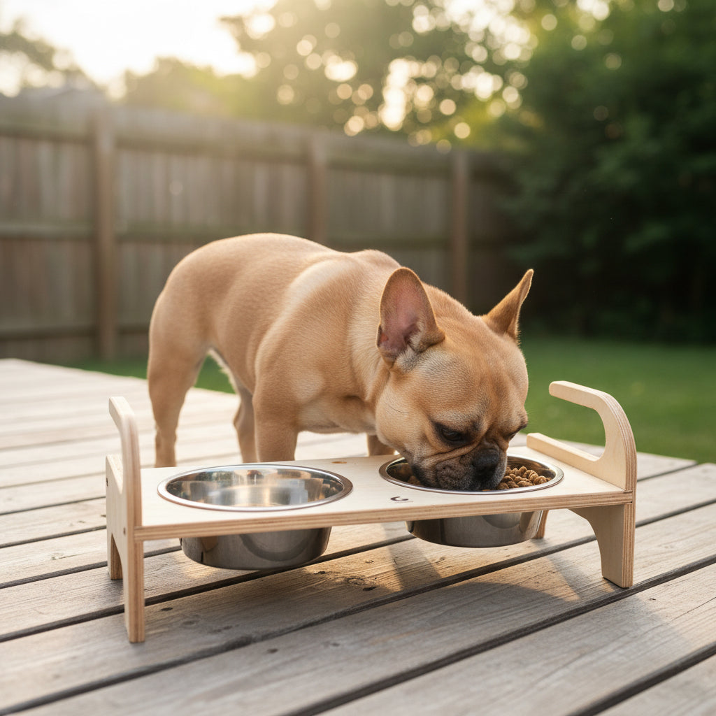 Pet feeding station custom Wooden raised bowl stand for pets
