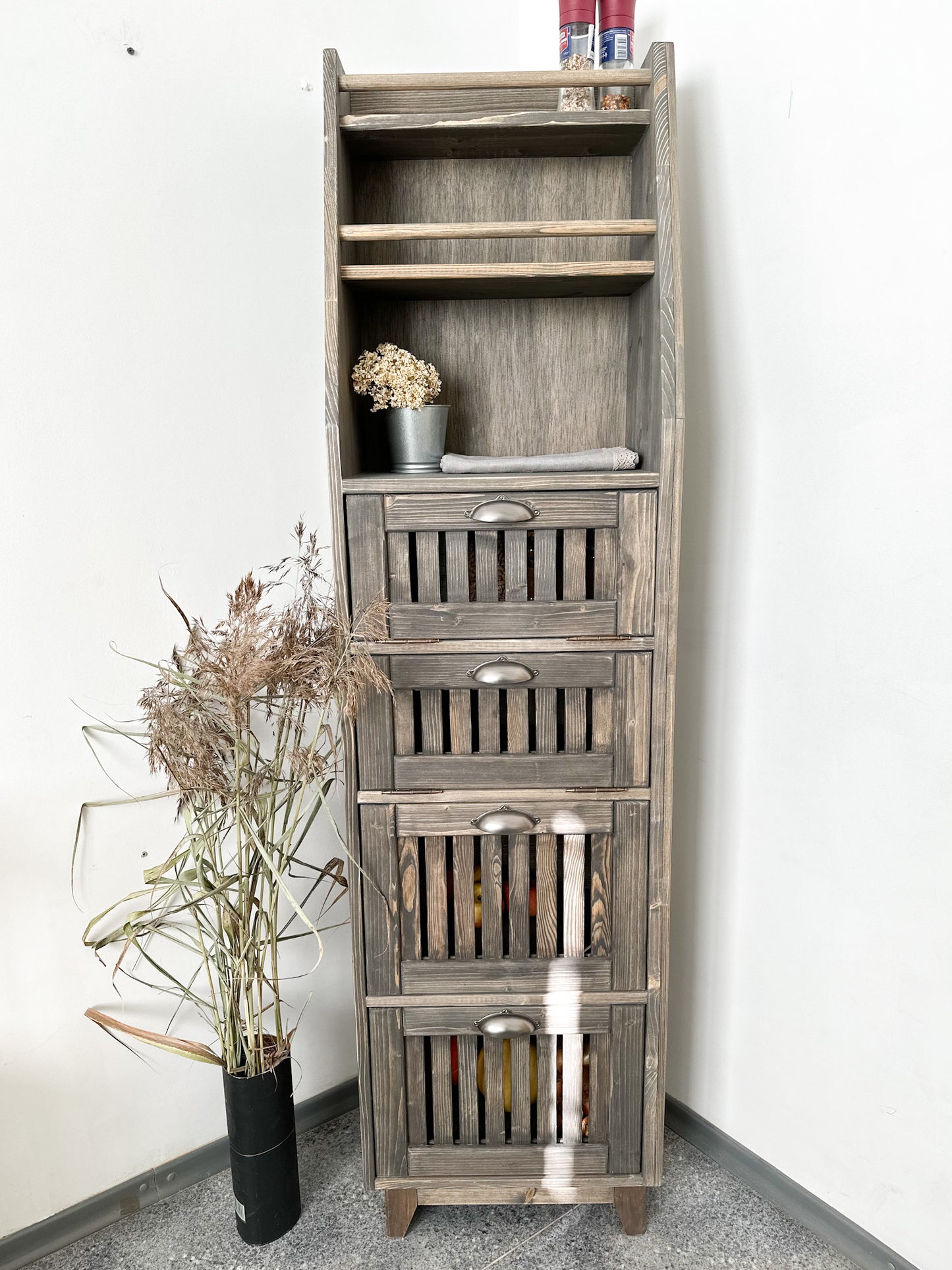 Kitchen cabinet with storage drawer boxes for vegetable and fruits