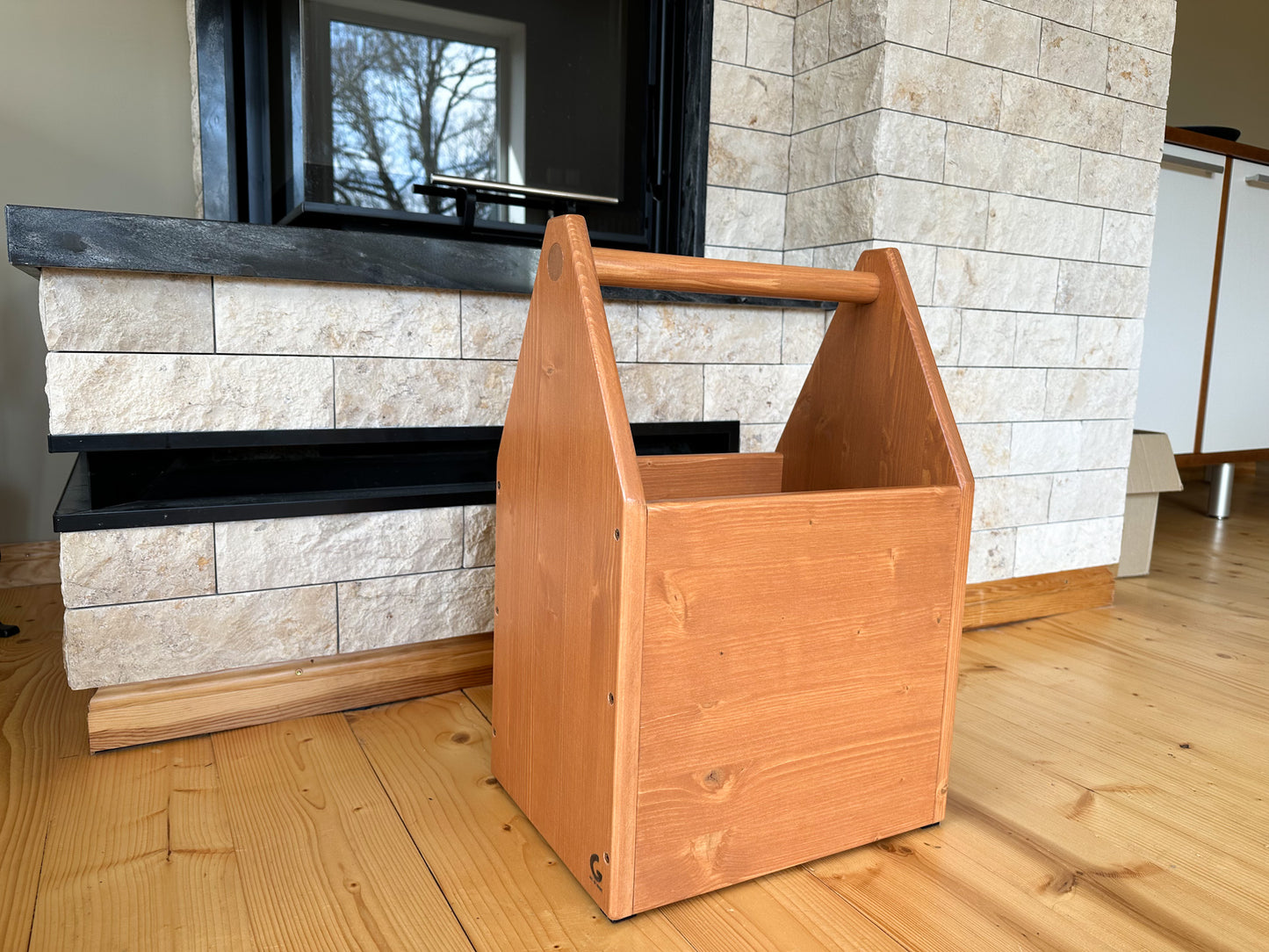 Firewood basket and storage box with handle