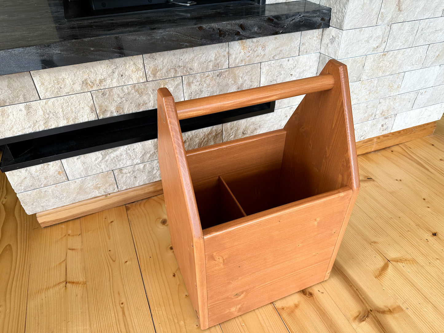 Firewood basket and storage box with handle