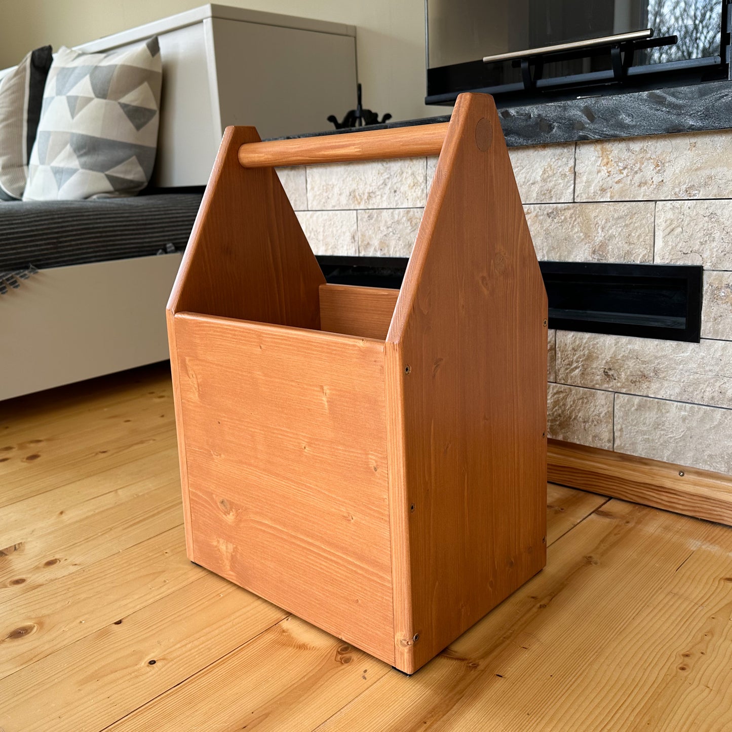 Firewood basket and storage box with handle