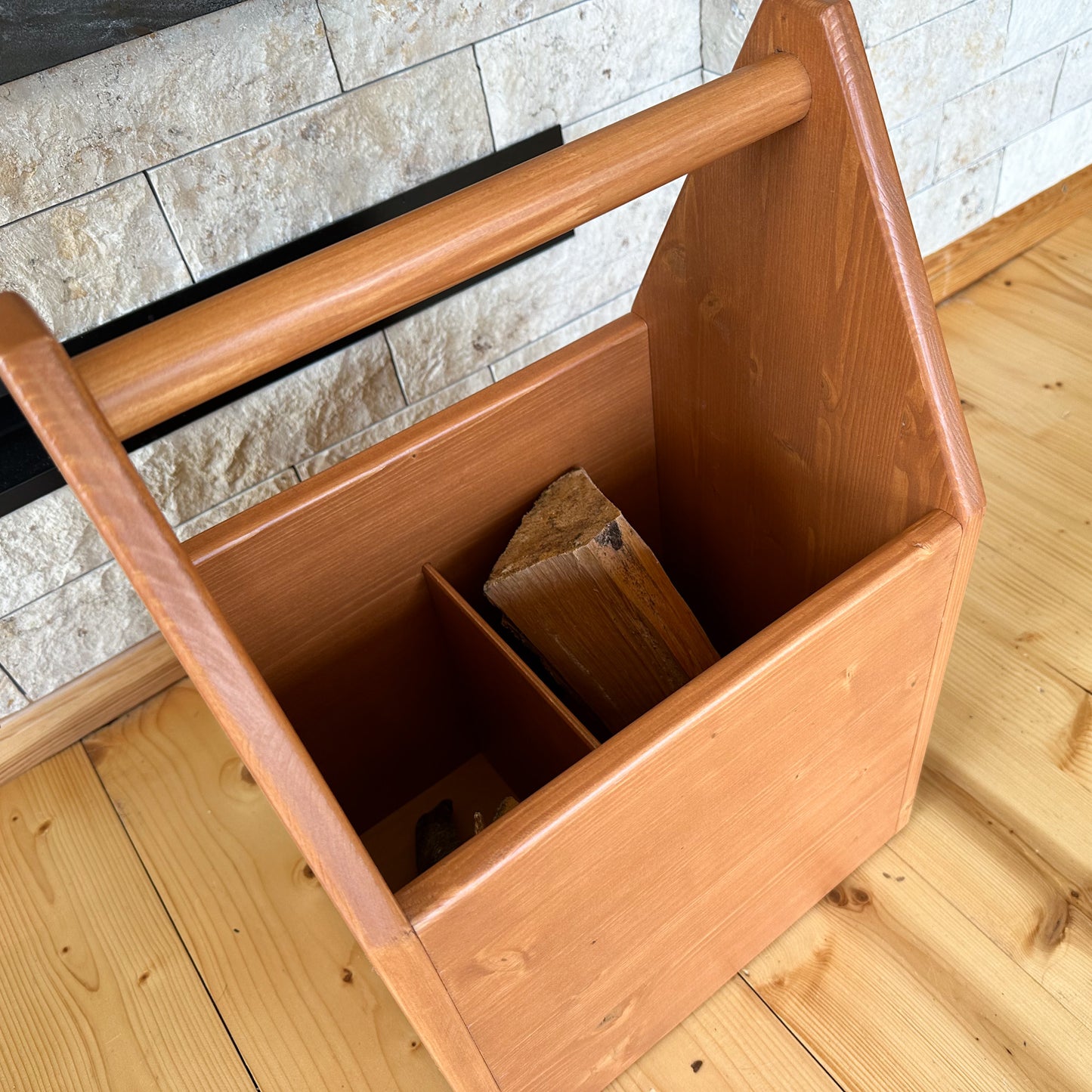 Firewood basket and storage box with handle