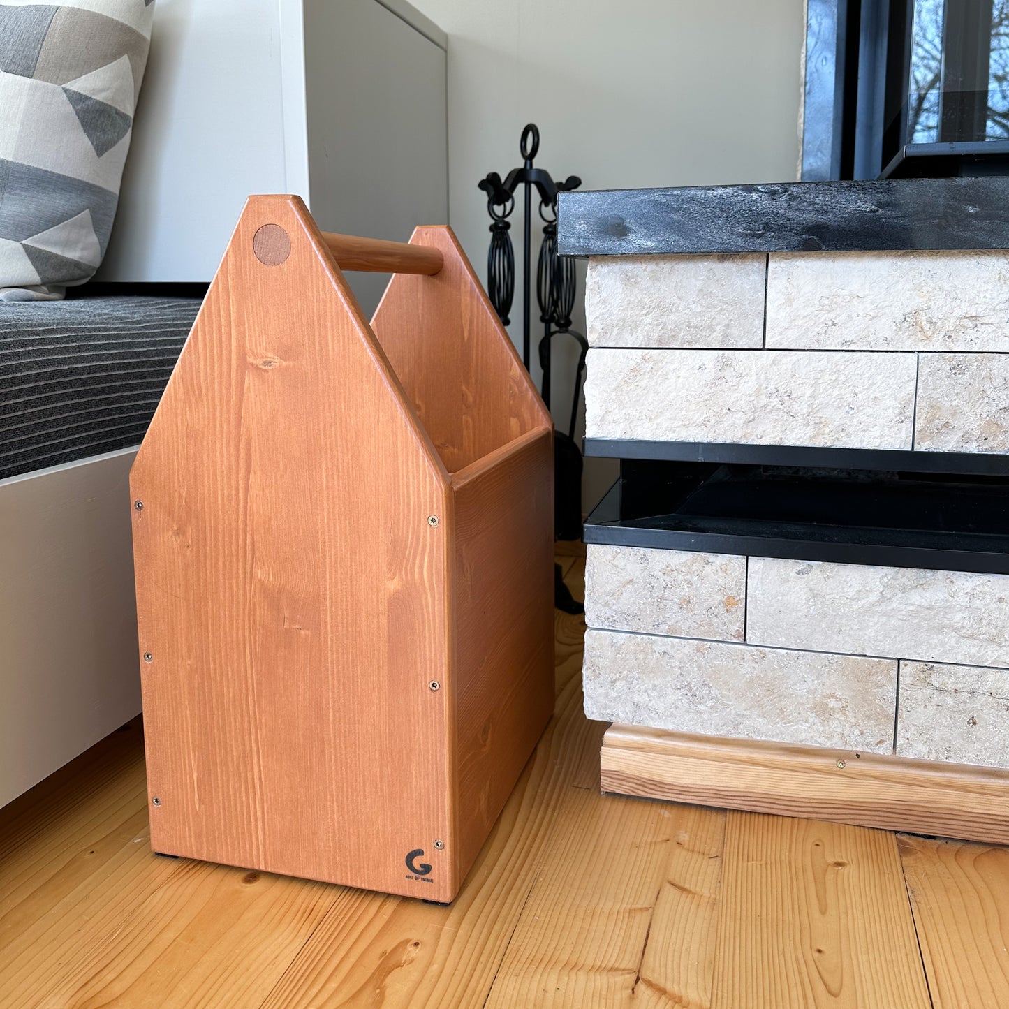 Firewood basket and storage box with handle