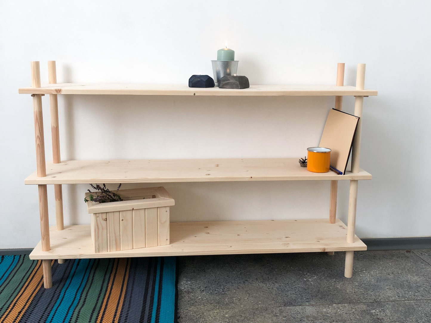 Minimalist Japandy Bookcase Shelving Vinyl Record Storage