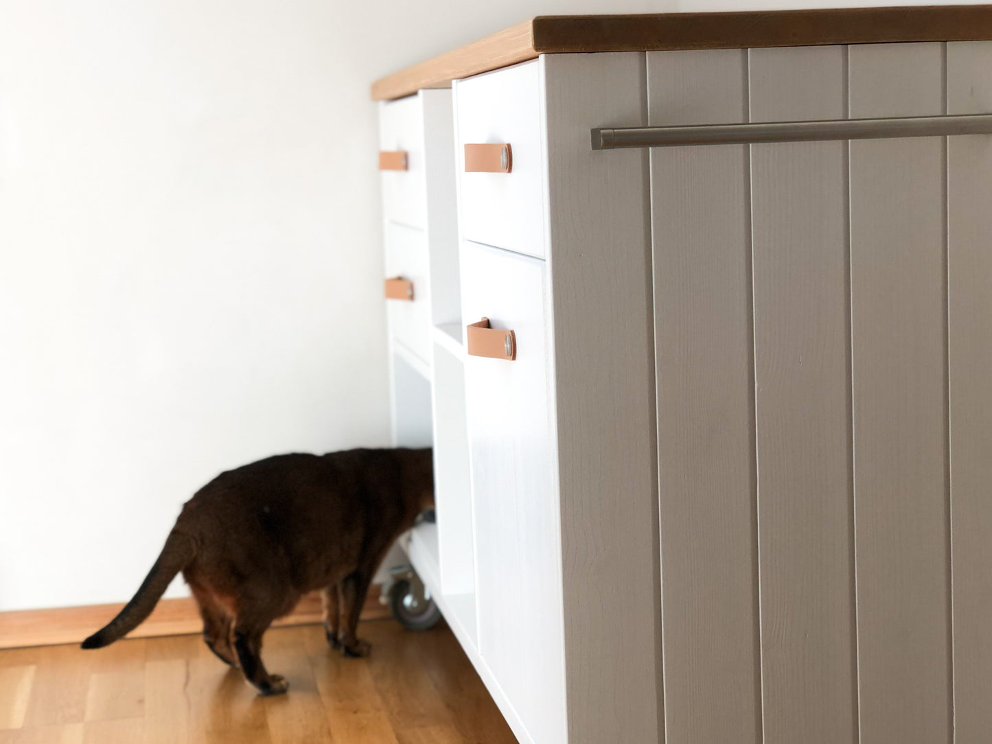 Kitchen Island Trolley Storage Pet Feeding Station