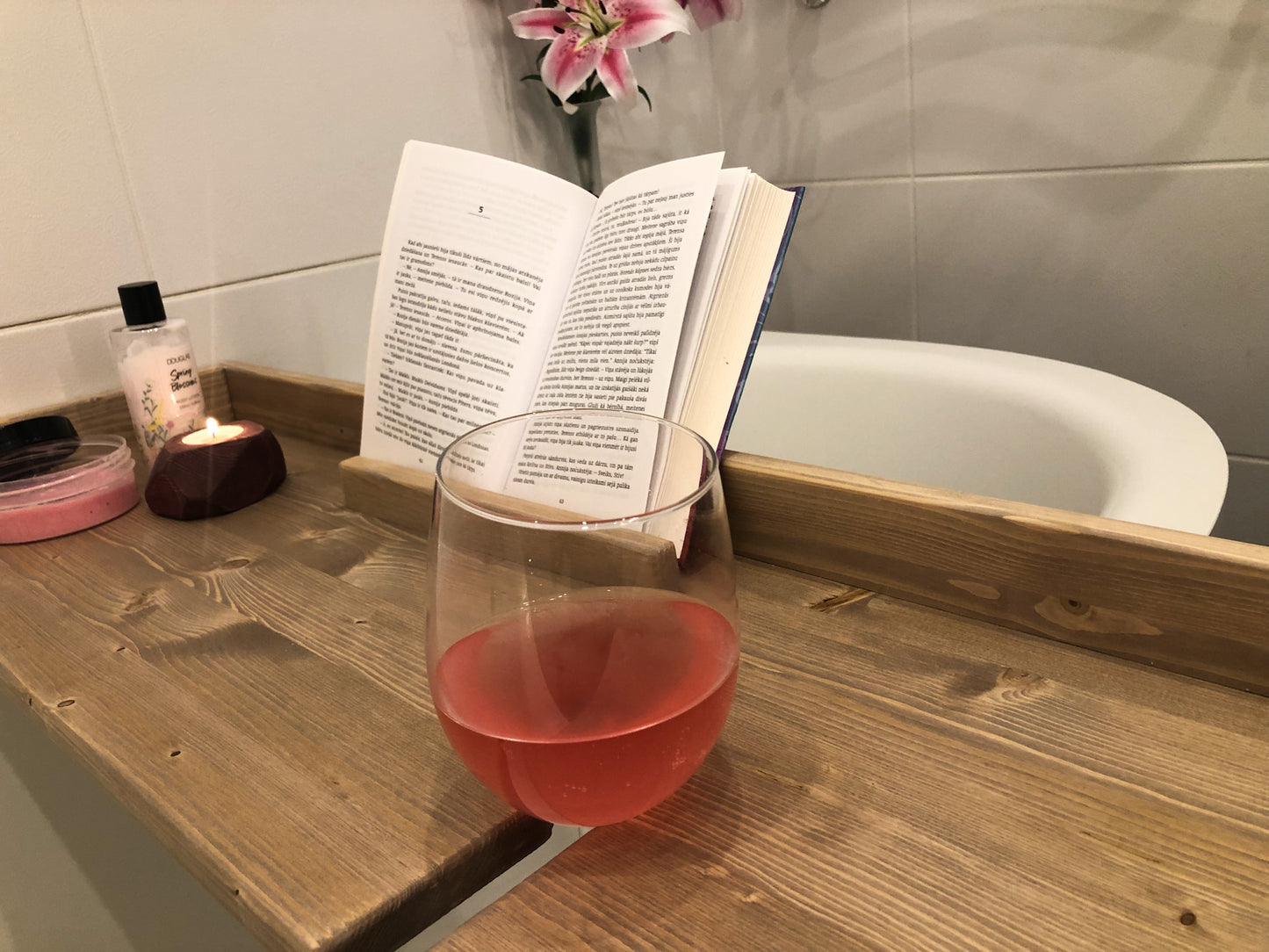 Selfcare gift idea: custom handmade bathroom tray for home spa rituals