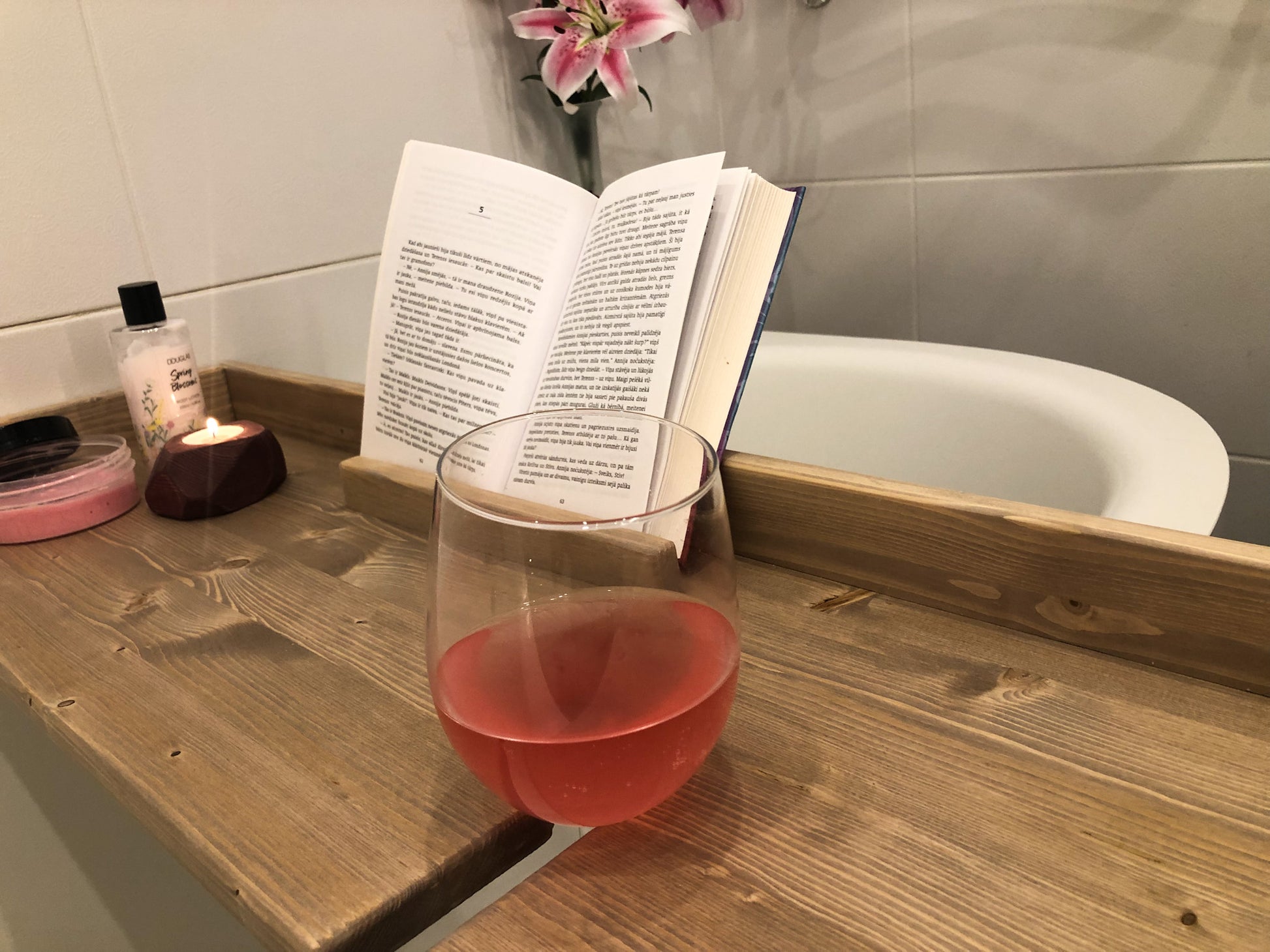 Selfcare gift idea: custom handmade bathroom tray for home spa rituals