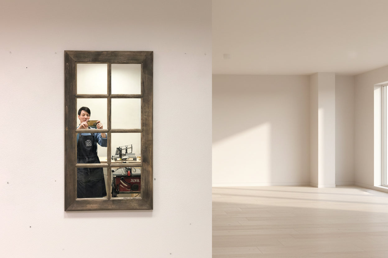 Vintage rustic style mirror with wooden frame