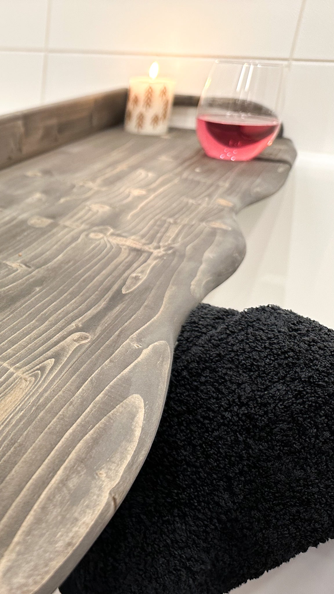 Bathtub caddy wooden bathroom tray for home spa relax rituals self care gift idea Handmade from solid wood with live edge