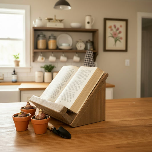 cookbook holder rustic wooden book display
