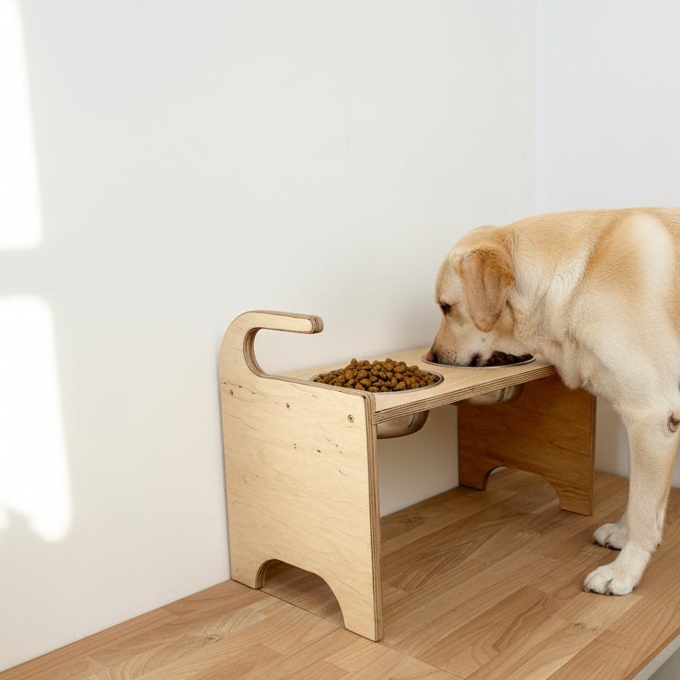 Pet feeding station custom Wooden raised bowl stand for pets