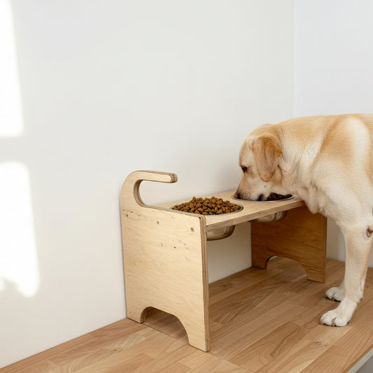 Pet feeding station custom Wooden raised bowl stand for pets