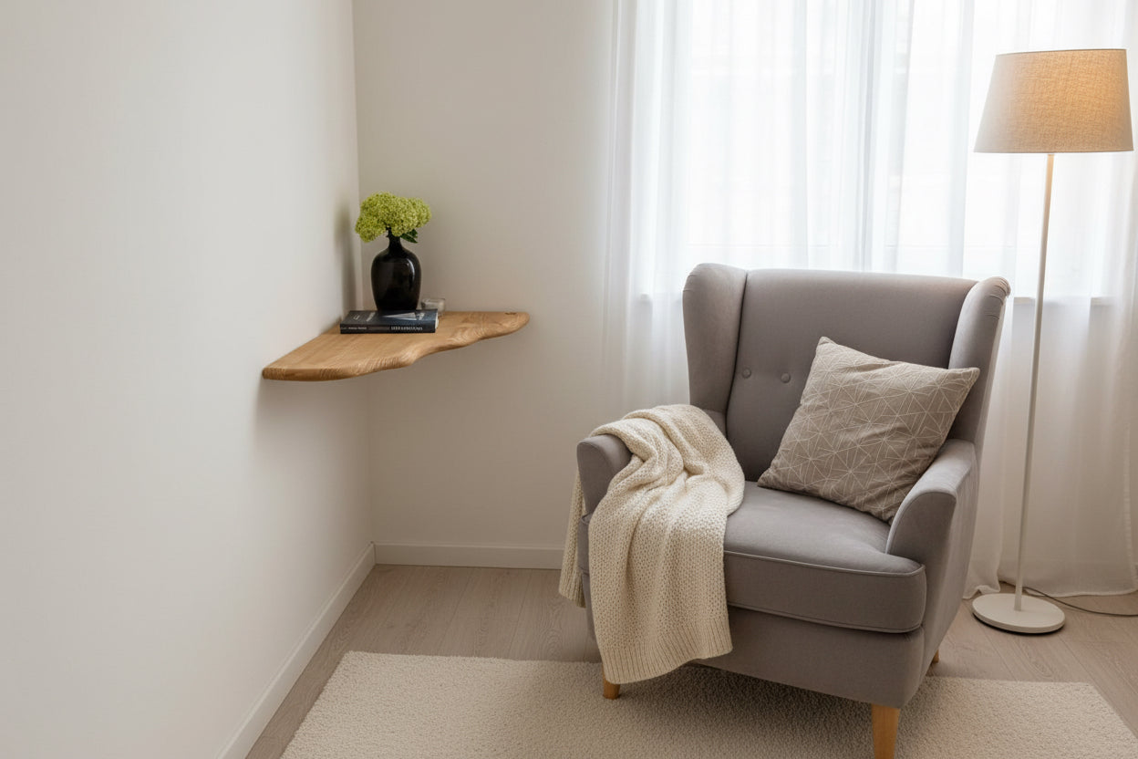 Floating Corner Shelf Storage home Decor Shelves Live Edge