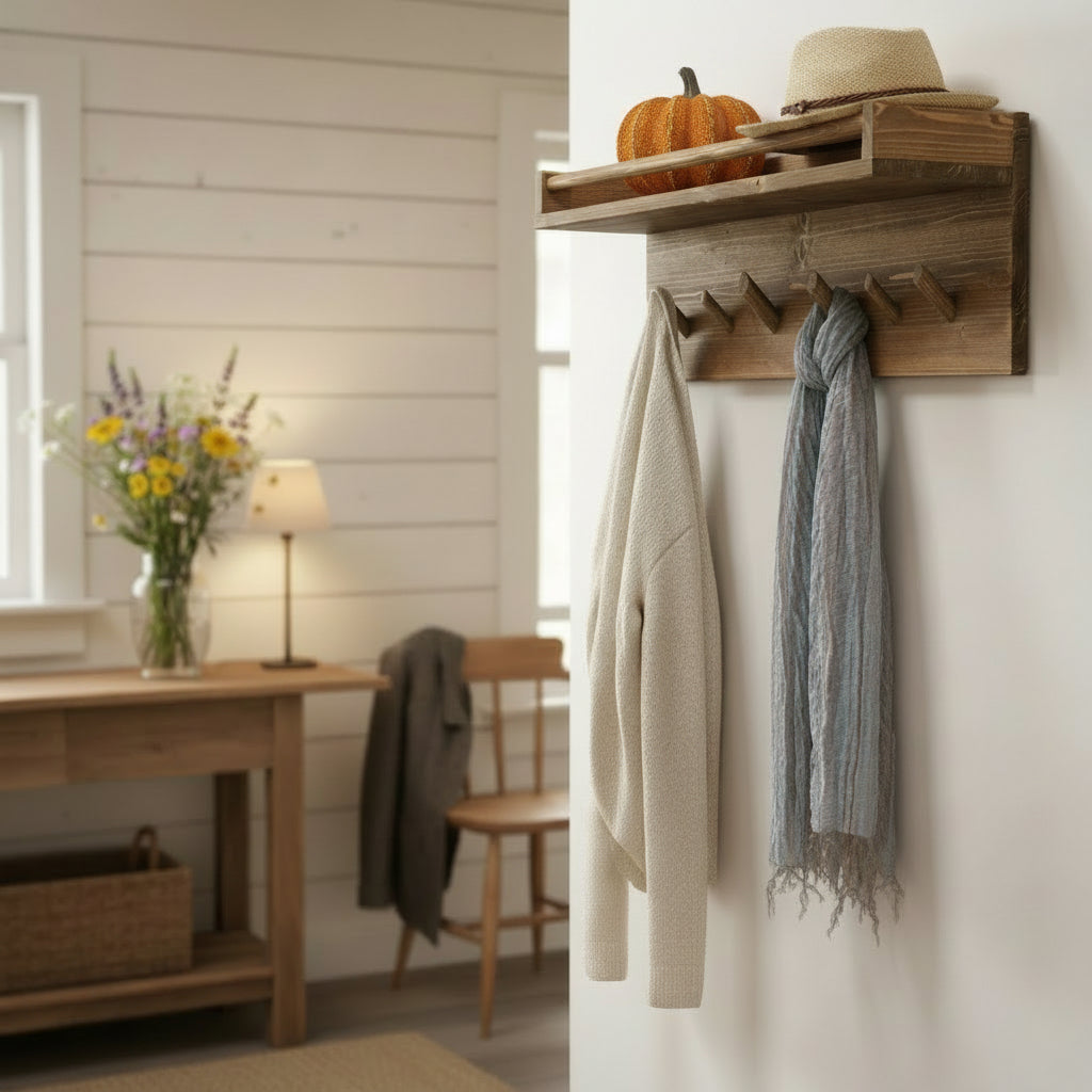 Japandy inspired Towel rack With Shelf Floating SPA Bathroom Wall Decor Display