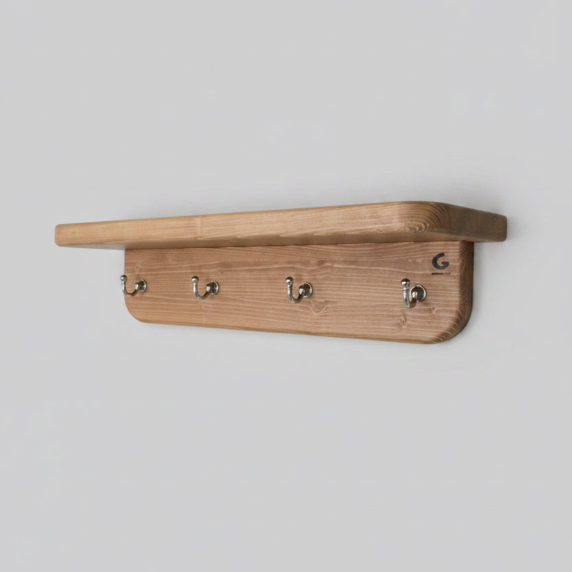 Entryway hanger hooks and small bench for shoes