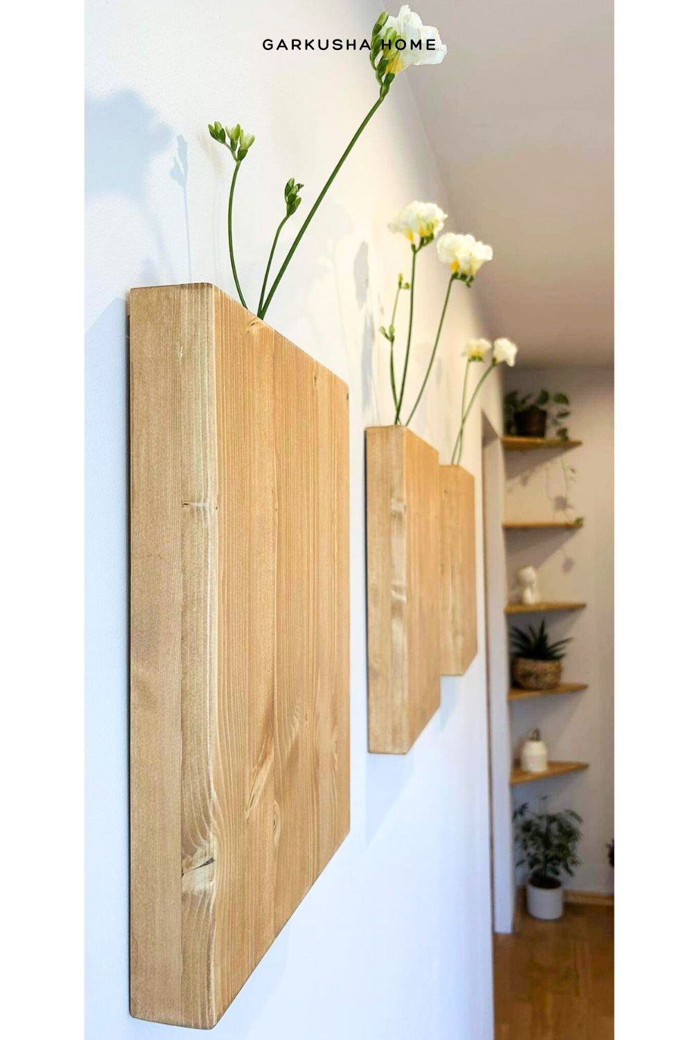 Wooden wall vases for floral decor