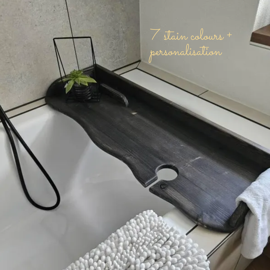Bathtub caddy wooden bathroom tray for home spa relax rituals self care gift idea Handmade from solid wood with live edge